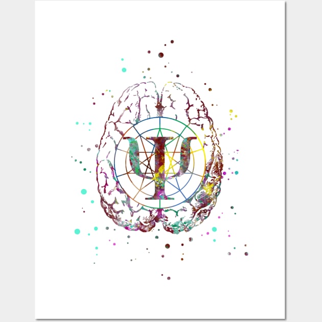 Psychology symbol and brain Wall Art by RosaliArt